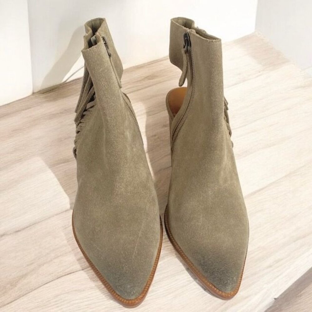 Linea Paolo Fringed Suede Elise Booties Tan Size 7.5 - Picture 2 of 11